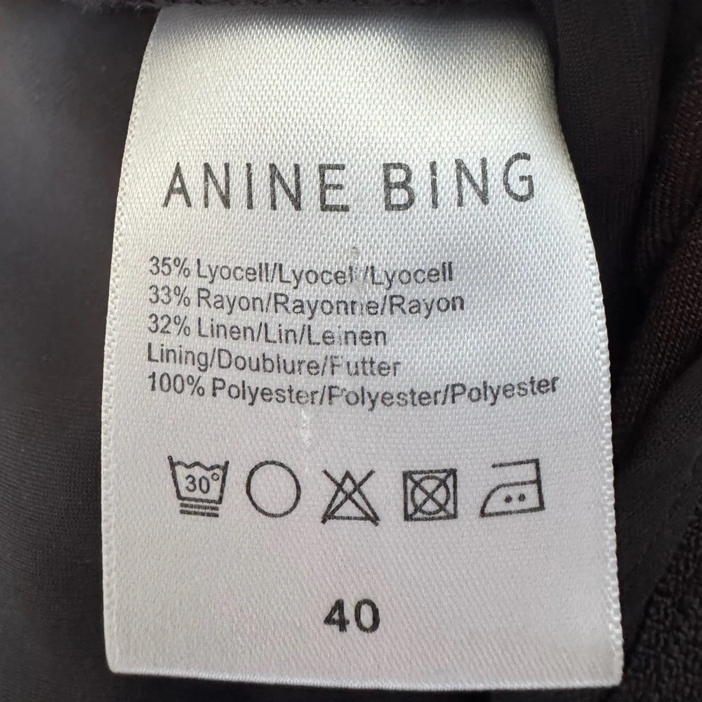 Anine Bing Carrie Pants in Black Linen - Size 8 (30” waist)